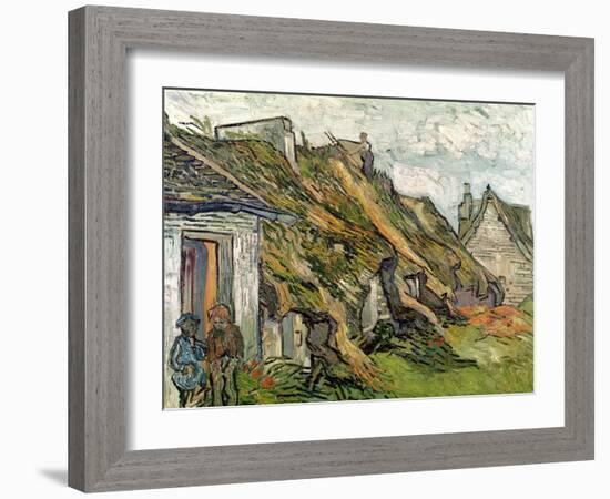 Thatched Cottages in Chaponval, Auvers-Sur-Oise, c.1890-Vincent van Gogh-Framed Giclee Print