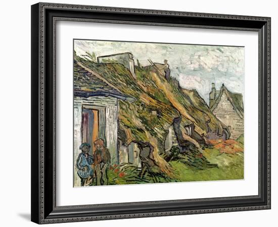 Thatched Cottages in Chaponval, Auvers-Sur-Oise, c.1890-Vincent van Gogh-Framed Giclee Print