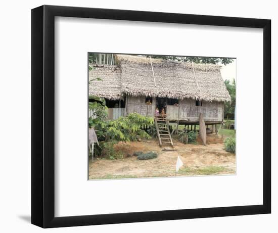 Thatched Homes Along the River, Javari River, Amazon Basin Rainforest, Peru, South America-Alison Wright-Framed Photographic Print