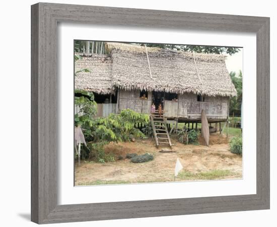 Thatched Homes Along the River, Javari River, Amazon Basin Rainforest, Peru, South America-Alison Wright-Framed Photographic Print