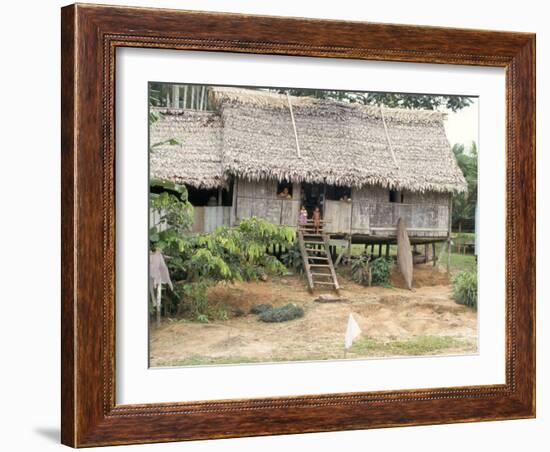 Thatched Homes Along the River, Javari River, Amazon Basin Rainforest, Peru, South America-Alison Wright-Framed Photographic Print