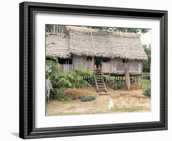 Thatched Homes Along the River, Javari River, Amazon Basin Rainforest, Peru, South America-Alison Wright-Framed Photographic Print