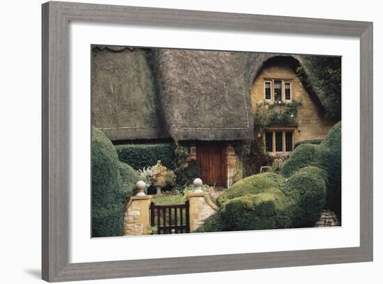 Thatched Roof Home and Garden, Chipping Campden, England,-Walter Bibikow-Framed Photographic Print