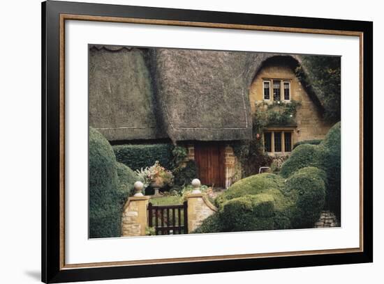 Thatched Roof Home and Garden, Chipping Campden, England,-Walter Bibikow-Framed Photographic Print