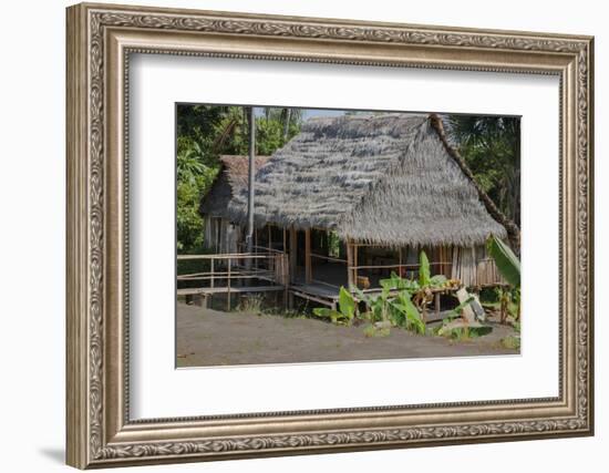 Thatched Roof Home Made of Leaves in the Peruvian Town of Amazonas-Mallorie Ostrowitz-Framed Photographic Print