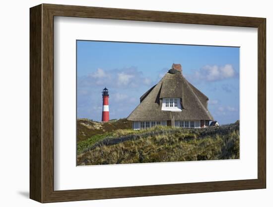 Thatched Roof House in the 'Kersig-Siedlung' of Hšrnum in Front of the Lighthouse-Uwe Steffens-Framed Photographic Print