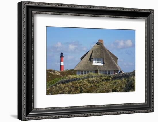 Thatched Roof House in the 'Kersig-Siedlung' of Hšrnum in Front of the Lighthouse-Uwe Steffens-Framed Photographic Print