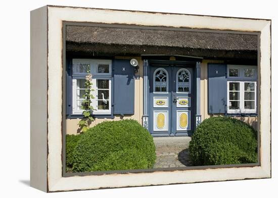 Thatched-Roof House with Traditional Front Door in Born on the Darss Peninsula-Uwe Steffens-Framed Premier Image Canvas