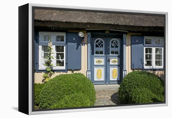 Thatched-Roof House with Traditional Front Door in Born on the Darss Peninsula-Uwe Steffens-Framed Premier Image Canvas