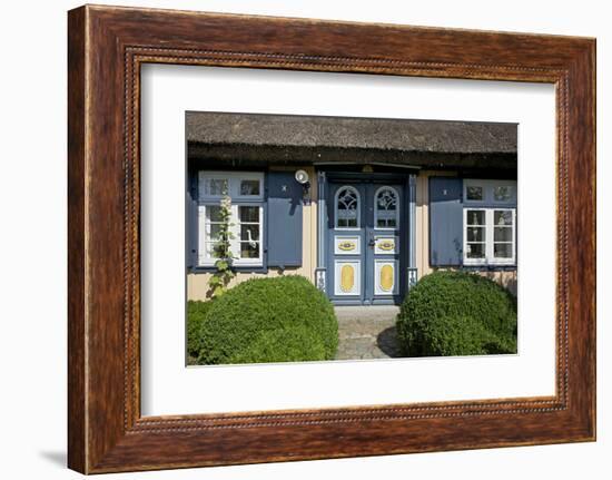 Thatched-Roof House with Traditional Front Door in Born on the Darss Peninsula-Uwe Steffens-Framed Photographic Print