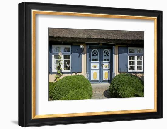 Thatched-Roof House with Traditional Front Door in Born on the Darss Peninsula-Uwe Steffens-Framed Photographic Print