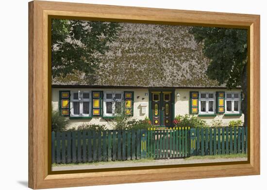 Thatched-Roof House with Traditional Front Door in Born on the Darss Peninsula-Uwe Steffens-Framed Premier Image Canvas