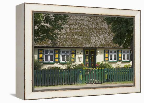 Thatched-Roof House with Traditional Front Door in Born on the Darss Peninsula-Uwe Steffens-Framed Premier Image Canvas