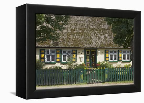 Thatched-Roof House with Traditional Front Door in Born on the Darss Peninsula-Uwe Steffens-Framed Premier Image Canvas