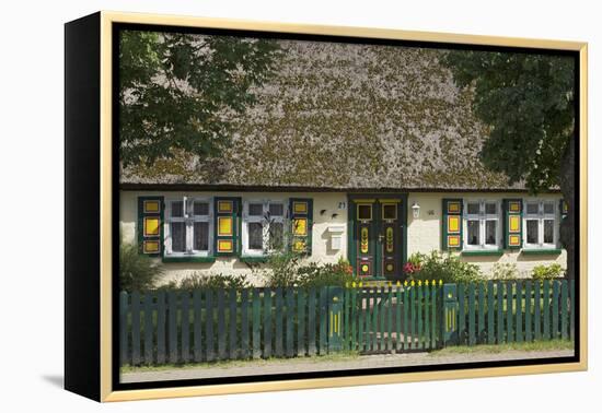 Thatched-Roof House with Traditional Front Door in Born on the Darss Peninsula-Uwe Steffens-Framed Premier Image Canvas