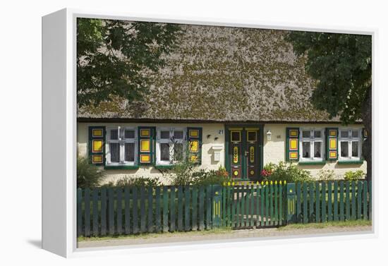 Thatched-Roof House with Traditional Front Door in Born on the Darss Peninsula-Uwe Steffens-Framed Premier Image Canvas