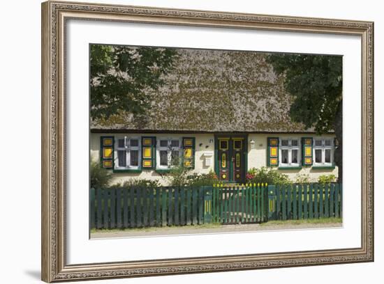 Thatched-Roof House with Traditional Front Door in Born on the Darss Peninsula-Uwe Steffens-Framed Photographic Print