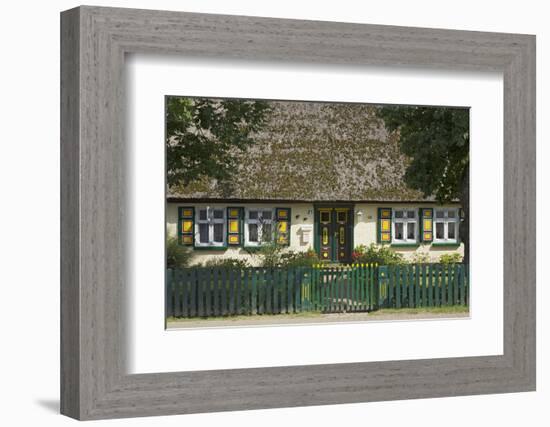 Thatched-Roof House with Traditional Front Door in Born on the Darss Peninsula-Uwe Steffens-Framed Photographic Print