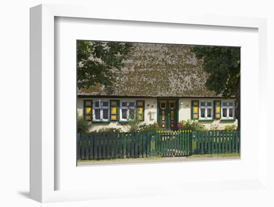 Thatched-Roof House with Traditional Front Door in Born on the Darss Peninsula-Uwe Steffens-Framed Photographic Print