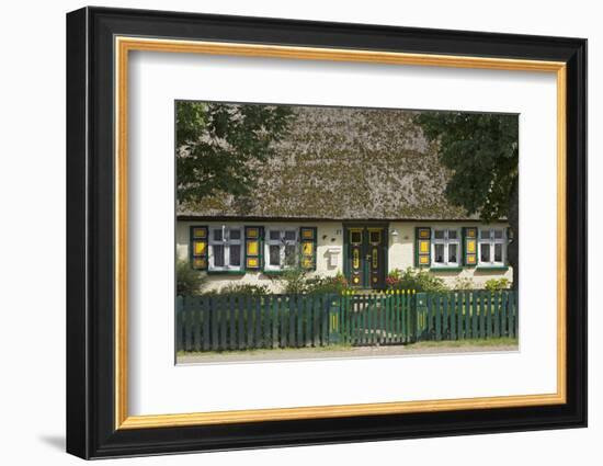 Thatched-Roof House with Traditional Front Door in Born on the Darss Peninsula-Uwe Steffens-Framed Photographic Print