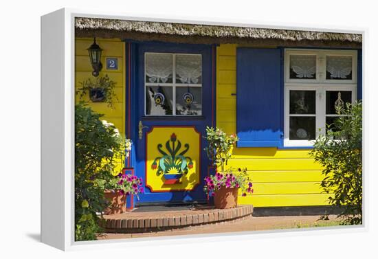 Thatched-Roof House with Traditional Front Door in Born on the Darss Peninsula-Uwe Steffens-Framed Premier Image Canvas