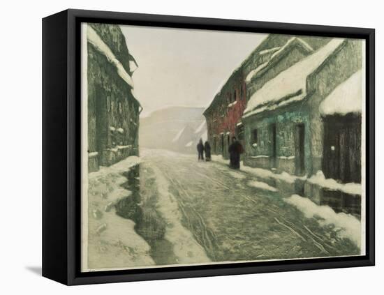 Thaw hand colored etching-Fritz Thaulow-Framed Premier Image Canvas