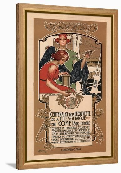 The 100th Anniversary of Volta's Discovery of the Electric Battery, 1898-Adolfo Hohenstein-Framed Premier Image Canvas