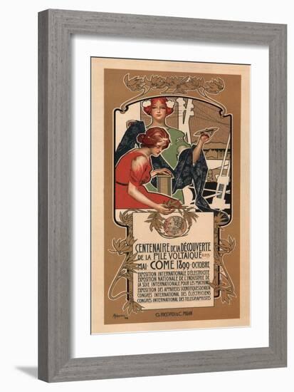 The 100th Anniversary of Volta's Discovery of the Electric Battery, 1898-Adolfo Hohenstein-Framed Giclee Print