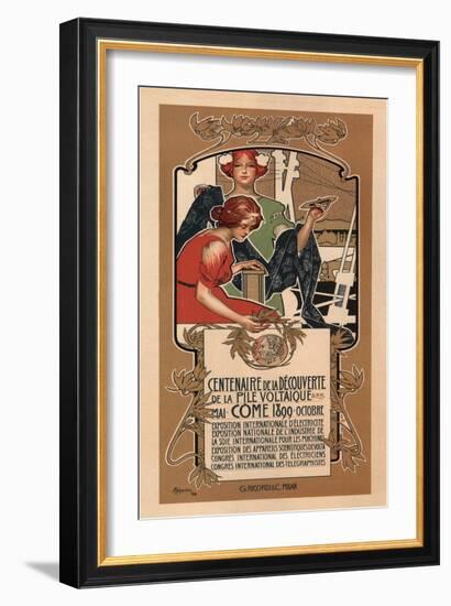 The 100th Anniversary of Volta's Discovery of the Electric Battery, 1898-Adolfo Hohenstein-Framed Giclee Print