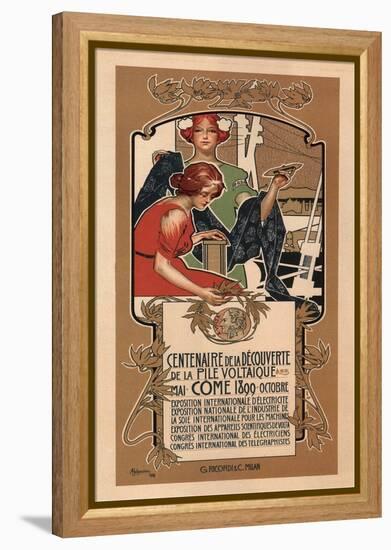 The 100th Anniversary of Volta's Discovery of the Electric Battery, 1898-Adolfo Hohenstein-Framed Premier Image Canvas