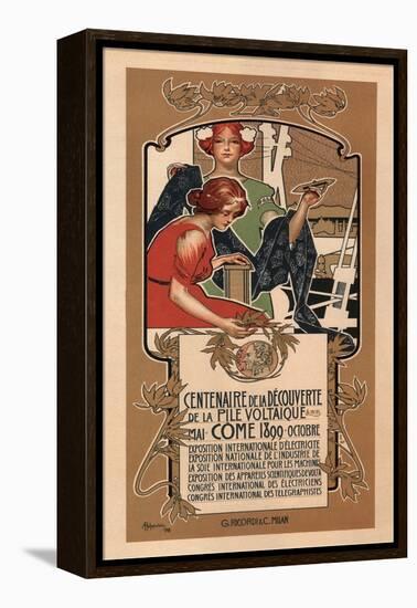 The 100th Anniversary of Volta's Discovery of the Electric Battery, 1898-Adolfo Hohenstein-Framed Premier Image Canvas