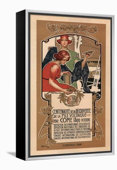 The 100th Anniversary of Volta's Discovery of the Electric Battery, 1898-Adolfo Hohenstein-Framed Premier Image Canvas