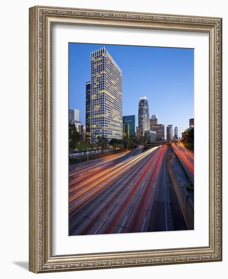 The 110 Harbour Freeway and Downtown Los Angeles Skyline, California, United States of America, Nor-Gavin Hellier-Framed Photographic Print