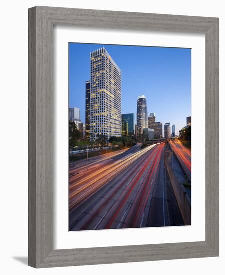 The 110 Harbour Freeway and Downtown Los Angeles Skyline, California, United States of America, Nor-Gavin Hellier-Framed Photographic Print