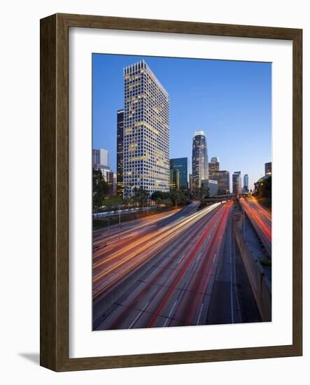 The 110 Harbour Freeway and Downtown Los Angeles Skyline, California, United States of America, Nor-Gavin Hellier-Framed Photographic Print