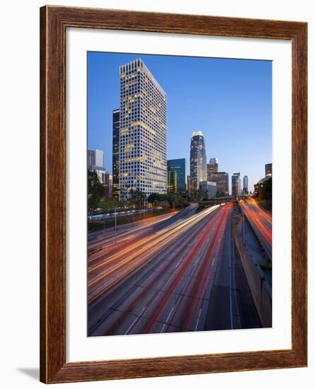 The 110 Harbour Freeway and Downtown Los Angeles Skyline, California, United States of America, Nor-Gavin Hellier-Framed Photographic Print