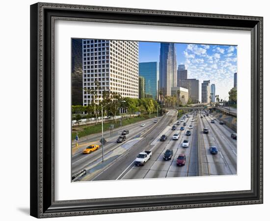 The 110 Harbour Freeway and Downtown Los Angeles Skyline, California, United States of America, Nor-Gavin Hellier-Framed Photographic Print