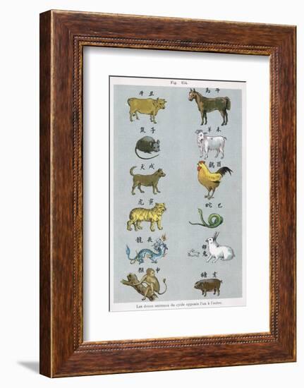 The 12 Creatures of the Chinese Zodiac Positioned in Opposing Pairs-null-Framed Photographic Print