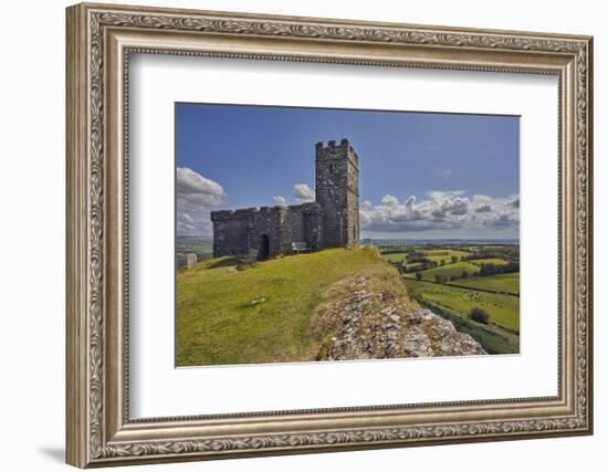 The 13th century St. Michael's Church, on the summit of Brent Tor, England-Nigel Hicks-Framed Photographic Print