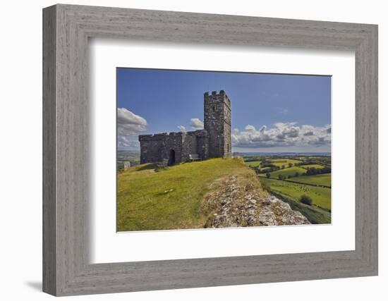 The 13th century St. Michael's Church, on the summit of Brent Tor, England-Nigel Hicks-Framed Photographic Print