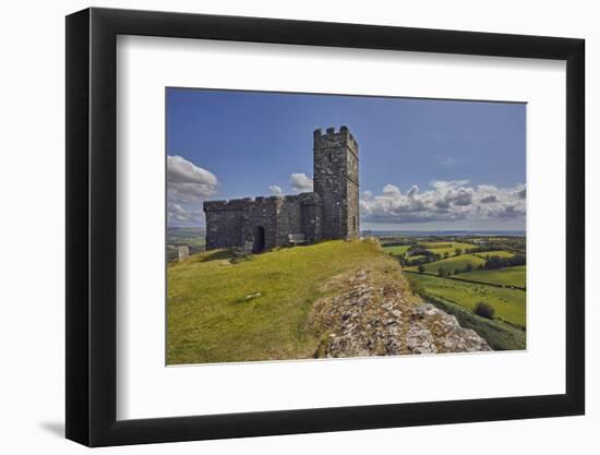 The 13th century St. Michael's Church, on the summit of Brent Tor, England-Nigel Hicks-Framed Photographic Print