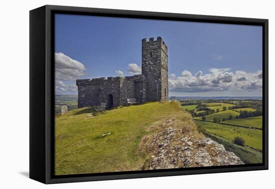 The 13th century St. Michael's Church, on the summit of Brent Tor, England-Nigel Hicks-Framed Premier Image Canvas