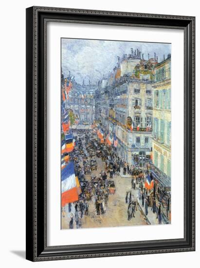 The 14th July, Rue Daunou-Childe Hassam-Framed Art Print