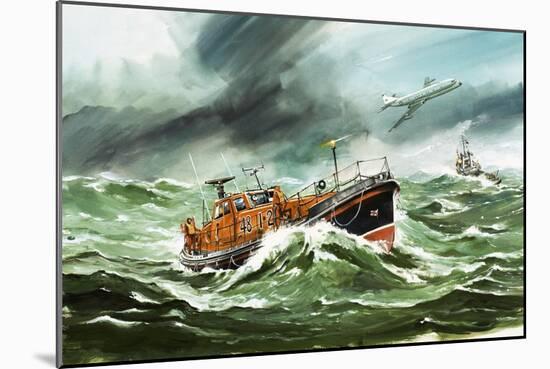 The 15 Metre Rnli Oakley Lifeoat on Its Way to a Ship in Difficulty-Wilf Hardy-Mounted Giclee Print