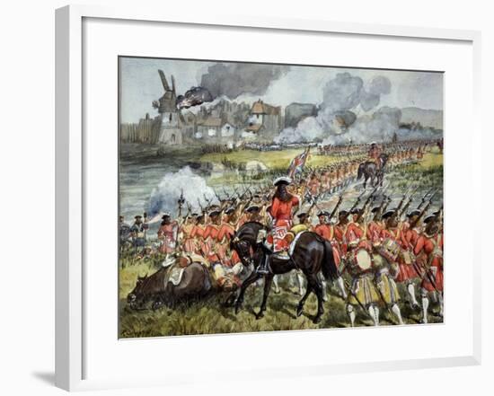 The 16th Regiment of Foot at Blenheim, 13th August 1704, c.1900-Richard Simkin-Framed Giclee Print