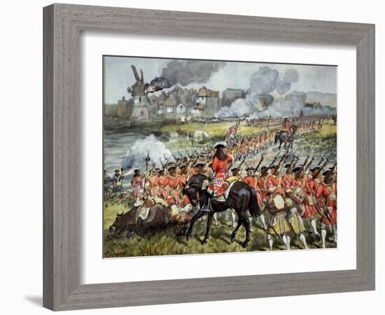 The 16th Regiment of Foot at Blenheim, 13th August 1704, c.1900-Richard Simkin-Framed Giclee Print