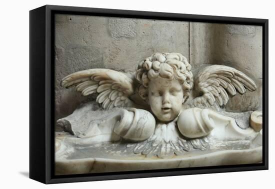 The 17th Century Holy Water Font, St. Germain l'Auxerrois Church, Paris, France, Europe-Godong-Framed Premier Image Canvas