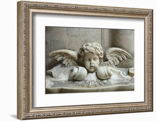 The 17th Century Holy Water Font, St. Germain l'Auxerrois Church, Paris, France, Europe-Godong-Framed Photographic Print
