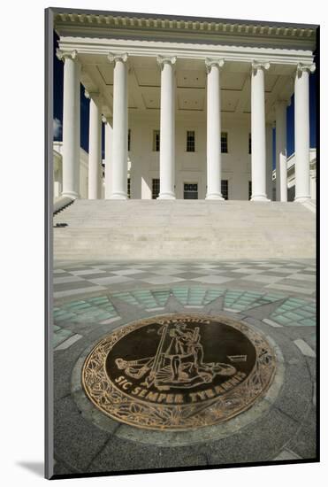 The 2007 restored Virginia State Capitol and the State Seal of Virginia, designed by Thomas Jeff...-null-Mounted Photographic Print