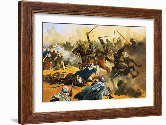 The 21st Lancers Lead the Battle Against the Arab Stronghold at Omdurman in 1897-Ferdinando Tacconi-Framed Giclee Print